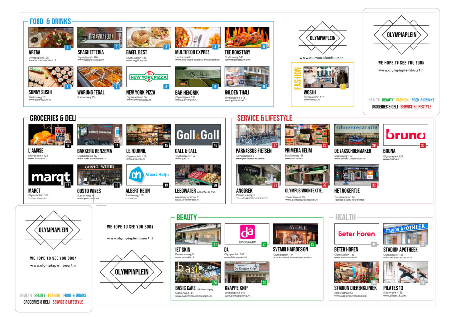Kaart Olympiaplein winkels Amsterdam